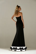 Strapless Maxi Dress with High Side Slit and Bows