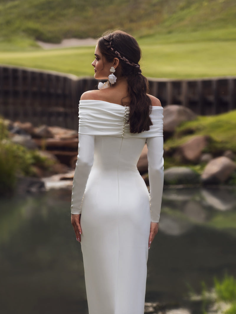 Minimalist Elegant Off-the-Shoulder White Dress