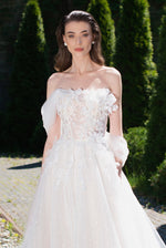 A-Line Romantic Wedding Dress with 3D Embellishment