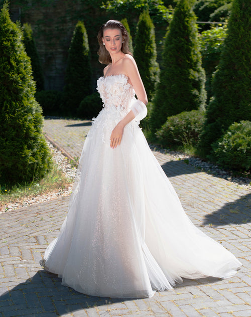 A-Line Romantic Wedding Dress with 3D Embellishment