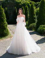 A-Line Romantic Wedding Dress with 3D Embellishment