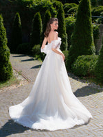 Robe de mariée romantique trapèze avec embellissement 3D