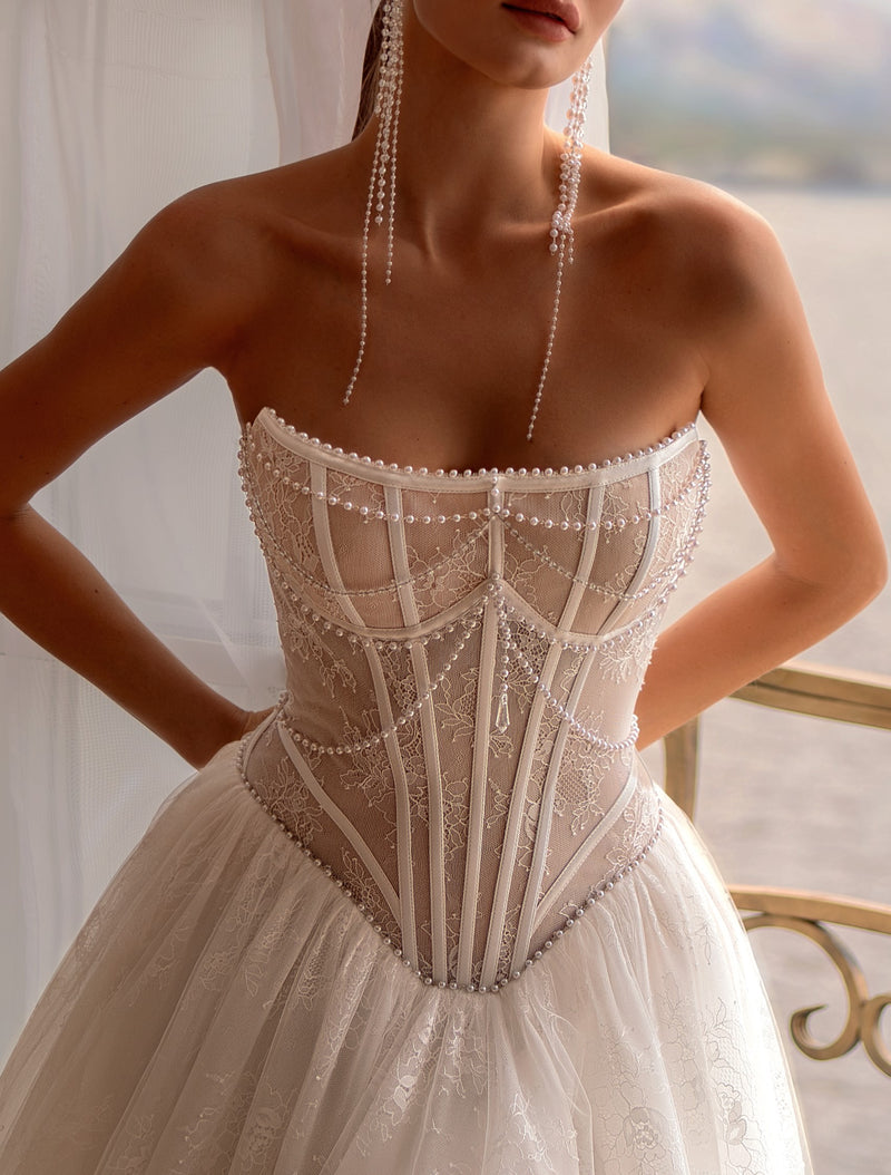 lace splicing ruffled spaghetti strap mini dress Pearl Ruffle Strap Lace Mini Dress White main image 1