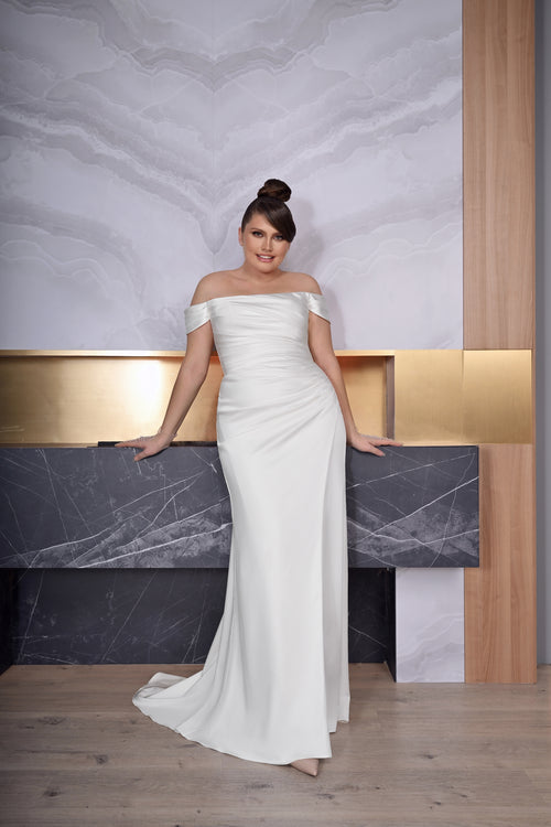 Robe de mariée sirène grande taille à épaules dénudées