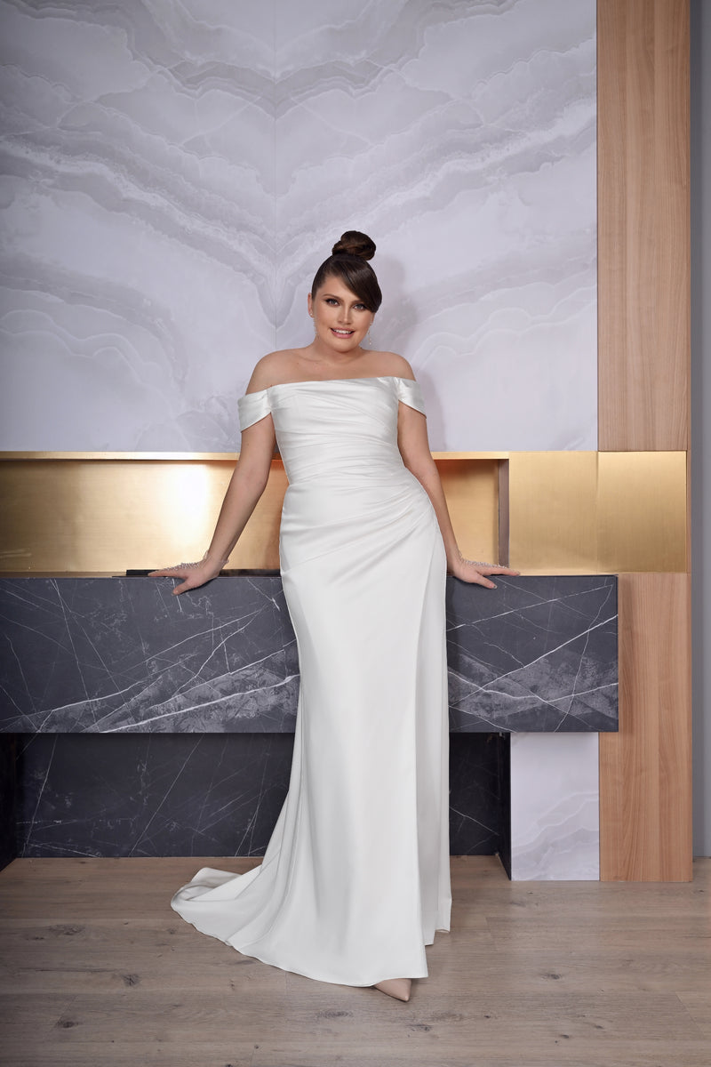 plus size off the shoulder mermaid dress Plus Size Off Shoulder Lotus Sleeve Black Mermaid Evening Dress PWY111