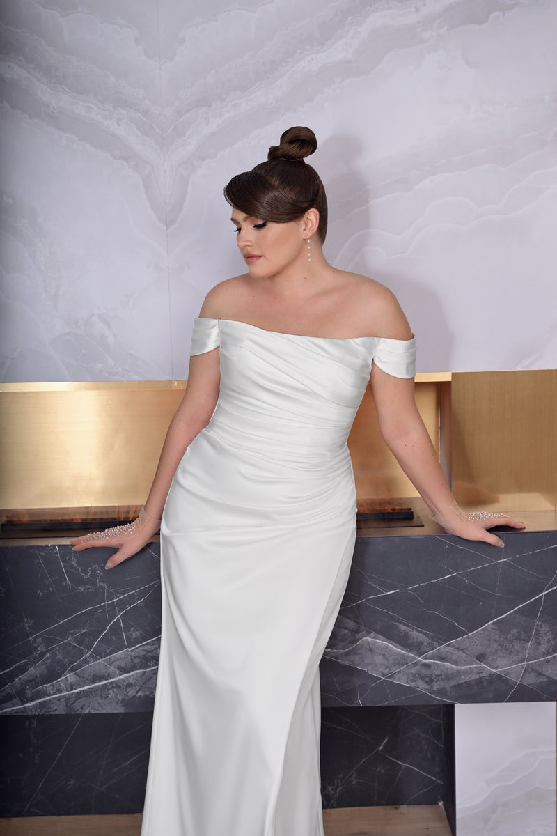 Robe de mariée sirène grande taille à épaules dénudées