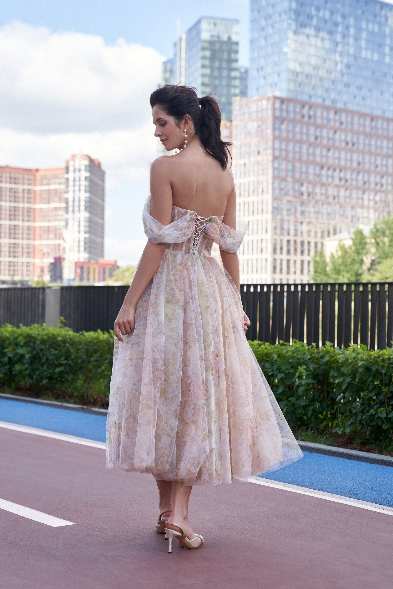 Off-The Shoulder Corset Midi Dress – HAREM's Brides