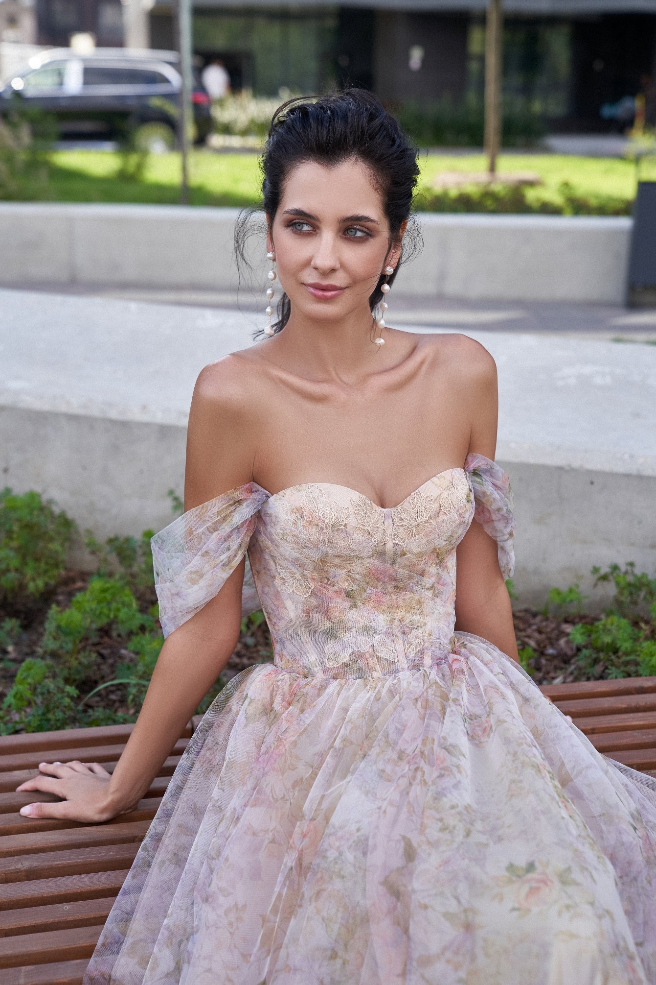 Off-The Shoulder Corset Midi Dress – HAREM's Brides Off-The Shoulder Corset Midi Dress – HAREM's Brides