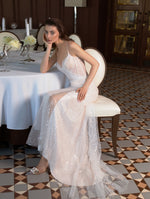 Spaghetti Strap Sweatheart Glitter Mermaid Bridal Dress