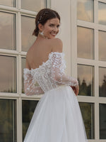 Off-the-Shoulder A-Line Wedding Dress with Exquisite Details
