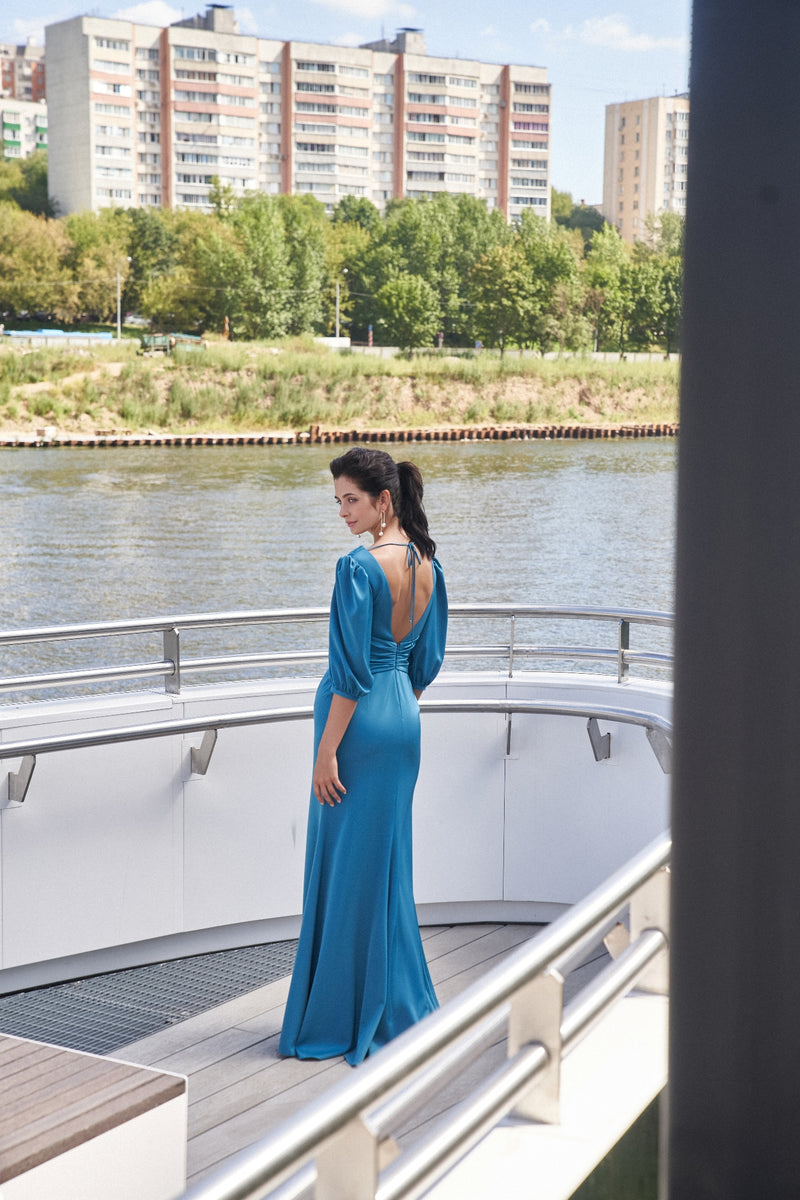 Maxi Silk Dress with front Slit – HAREM's Brides Maxi Silk Dress with front Slit – HAREM's Brides