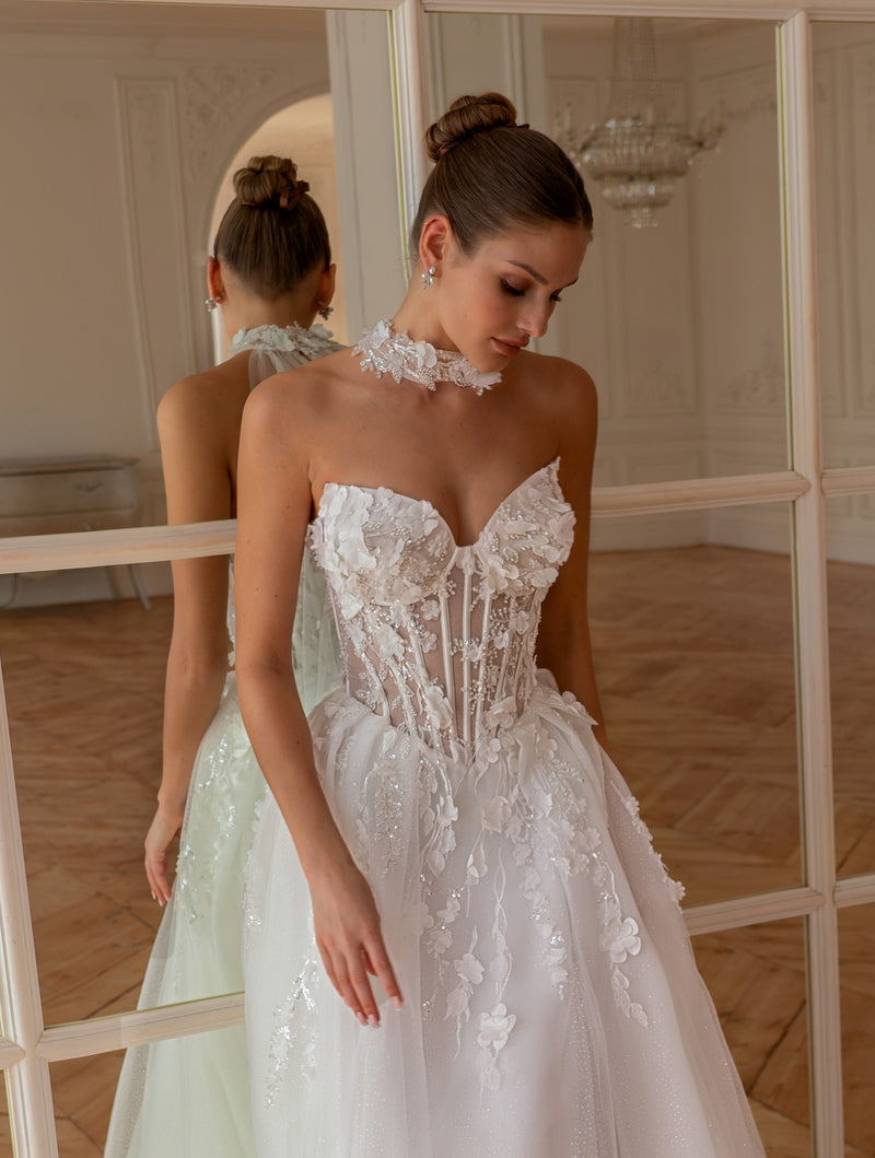 chinese dress ladies Long A Line Beaded Corset Lace Wedding Dress main image 1