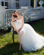 Off-Shoulder Sheer Neckline Romantic Princess Wedding Dress