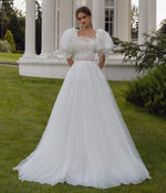 A-Line Wedding Dress with Puffy Sleeves