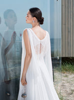 V-Neck A-Line Sleeveless Wedding Dress with Unique and Exquisite Back