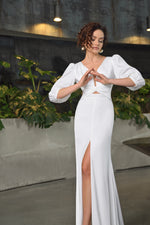 Robe de mariée minimaliste fourreau en soie