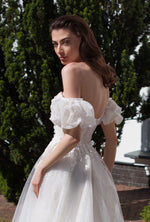 Off-Shoulder A-Line Wedding Dress with Embellishment