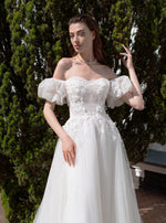 Off-Shoulder A-Line Wedding Dress with Embellishment