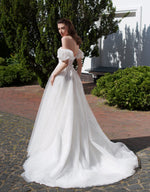 Off-Shoulder A-Line Wedding Dress with Embellishment