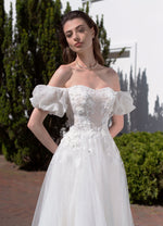 Off-Shoulder A-Line Wedding Dress with Embellishment