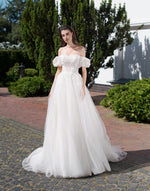 Off-Shoulder A-Line Wedding Dress with Embellishment