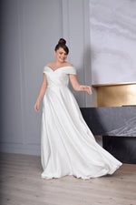 Off-shoulder A-Line Plus-Size Wedding Gown