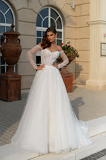 Amour Étoilé Gown: Off-Shoulder Sweetheart A-Line Glitter Wedding Dress