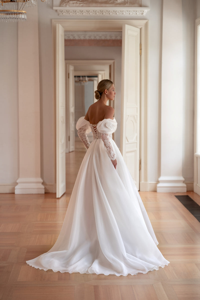 Sweetheart A-Line Wedding Dress with Daring Slit and Removable Rose Sl HAREM's Brides Sweetheart A-Line Wedding Dress with Daring Slit and Removable Rose Sl HAREM's Brides