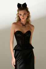 Lace Corset Maxi Black Dress