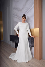 Long Sleeve Mermaid Plus Size Wedding Gown