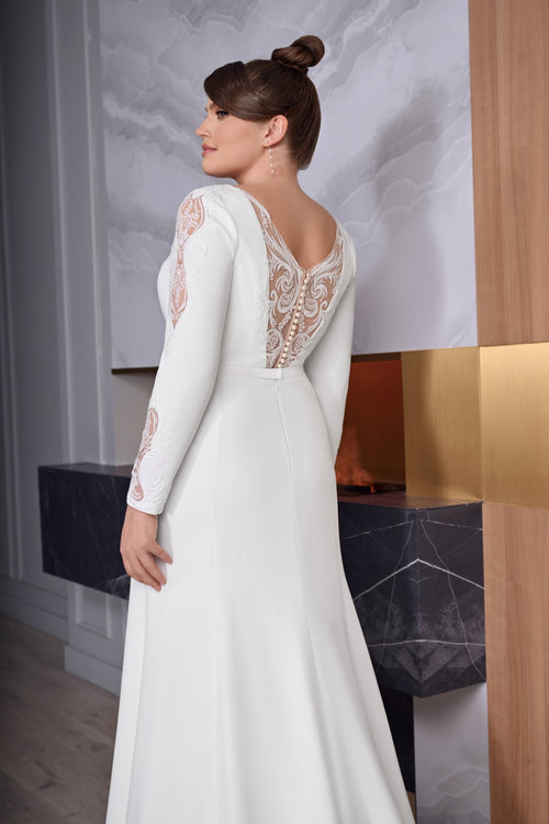 Long Sleeve Mermaid Plus Size Wedding Gown