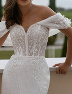 Off-Shoulder Glitter Mermaid Wedding Dress
