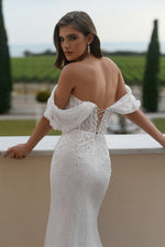 Off-Shoulder Glitter Mermaid Wedding Dress
