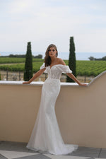 Off-Shoulder Glitter Mermaid Wedding Dress