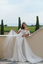Off-Shoulder Glitter Mermaid Wedding Dress