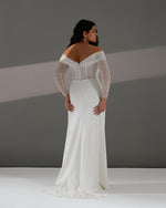 Off-The-Shoulder Glitter Sheath Wedding Dress