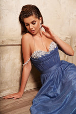 Off-Shoulder Sweatheart Glitter Evening Dress