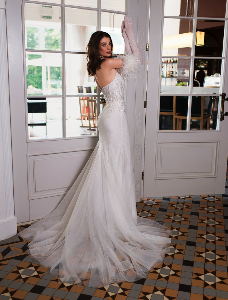 silk wedding dress with gloves Wedding Gloves Satin Long White/ivory