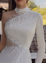 One-Shoulder Sheath Glitter Wedding Dress