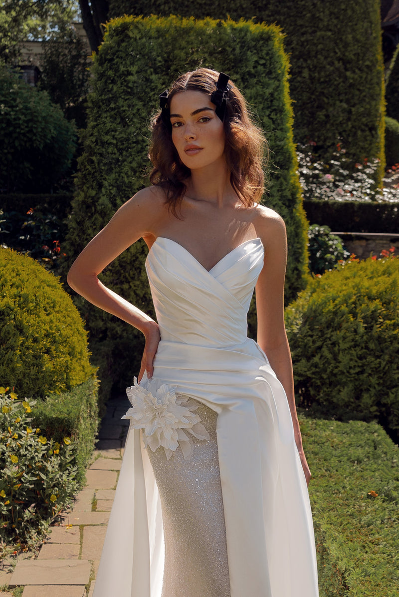 Silk Satin Sweetheart Gown with Glitter Underskirt HAREM's Brides Silk Satin Sweetheart Gown with Glitter Underskirt HAREM's Brides