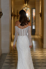 Sweetheart Off-Shoulder Mermaid Glitter Wedding Dress with Beaded Choker