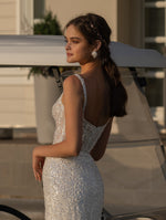 Robe de mariée féerique brillante avec manches amovibles