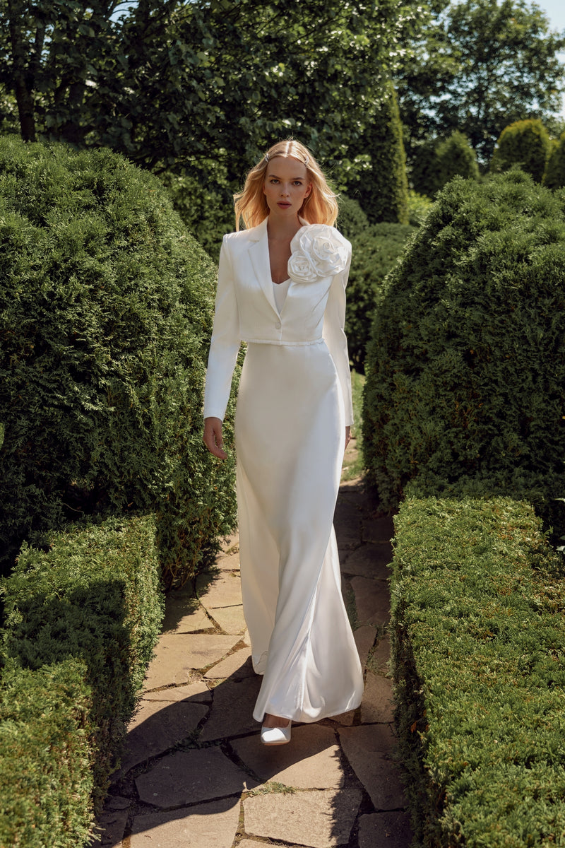 Minimalist Maxi Bridal Dress with Jacket HAREM's Brides Minimalist Maxi Bridal Dress with Jacket HAREM's Brides