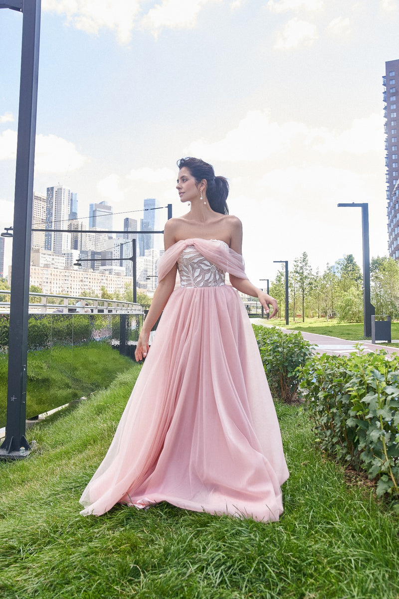 Off-The Shoulder A-Line Evening Dress