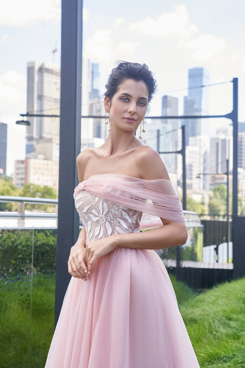 Off-The Shoulder A-Line Evening Dress HAREM's Brides Off-The Shoulder A-Line Evening Dress HAREM's Brides