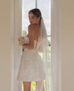Short Strapless Sweetheart Glitter Bridal Dress