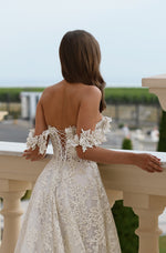 Delicate Off-Shoulder Floral Lace A-Line Wedding Dress