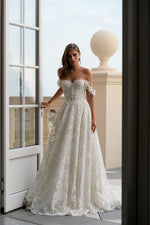Delicate Off-Shoulder Floral Lace A-Line Wedding Dress
