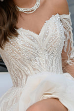Celeste Romance Off-Shoulder A-Line Wedding Gown