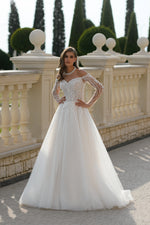 Celeste Romance Off-Shoulder A-Line Wedding Gown